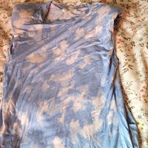 Blue Tie Dye Dress with shoulder pads